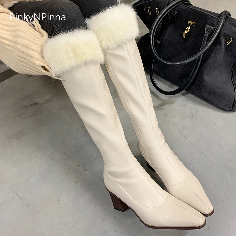 super sexy women white long knee high boots chunky high heels real fur soft plush lining outdoor winter fashion shoes plus size
super sexy women white long knee high boots chunky high heels real fur soft plush lining outdoor winter fashion shoes plus size