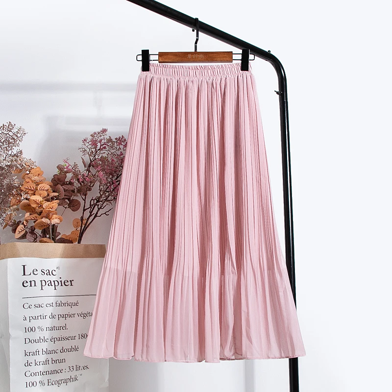 Women Fashion High Waist Pleated Solid Color Mid-calf Lengt Skirt All-match chiffon Clothing Lady Casual Spring Autumn Skirts
Women Fashion High Waist Pleated Solid Color Mid-calf Lengt Skirt All-match chiffon Clothing Lady Casual Spring Autumn Skirts