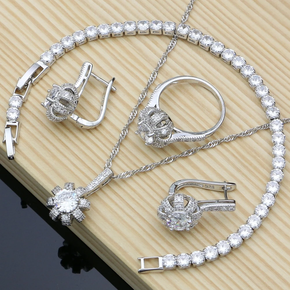 White CZ 925 Sterling Silver Bridal Jewelry Sets Docoration for Women Engagement Earrings Rings Dropshipping Necklace Set
White CZ 925 Sterling Silver Bridal Jewelry Sets Docoration for Women Engagement Earrings Rings Dropshipping Necklace Set