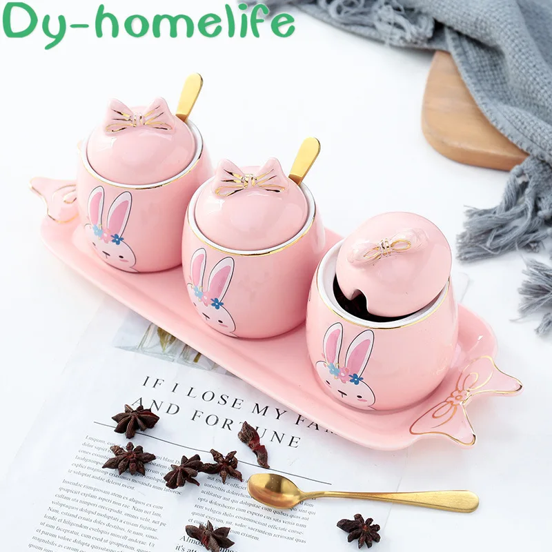 Ceramic Seasoning Jar 3 Sets with Tray Spoon Korean Cartoon Rabbit Salt Pepper Seasoning Bottle Household Kitchen Supplies gift
Ceramic Seasoning Jar 3 Sets with Tray Spoon Korean Cartoon Rabbit Salt Pepper Seasoning Bottle Household Kitchen Supplies gift