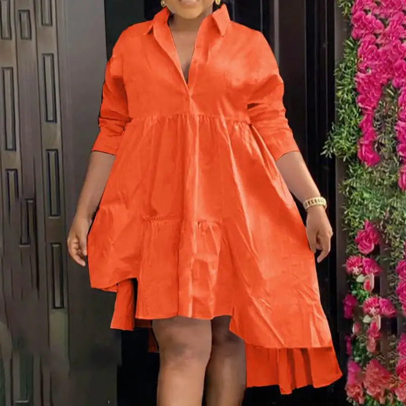 Autumn Dress VONDA 2021 Casual Lapel Collar Asymmetric Hem Solid Party Vestidos Women Long Sleeve Pleated Dresses Femme Robes
Autumn Dress VONDA 2021 Casual Lapel Collar Asymmetric Hem Solid Party Vestidos Women Long Sleeve Pleated Dresses Femme Robes