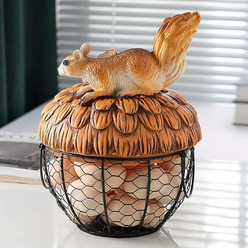 Squirrel Ceramic Chicken Egg Basket Organizer Creative Home Kitchen Egg Storage Holder Wire Fruit Container Decoration Oraments
Squirrel Ceramic Chicken Egg Basket Organizer Creative Home Kitchen Egg Storage Holder Wire Fruit Container Decoration Oraments