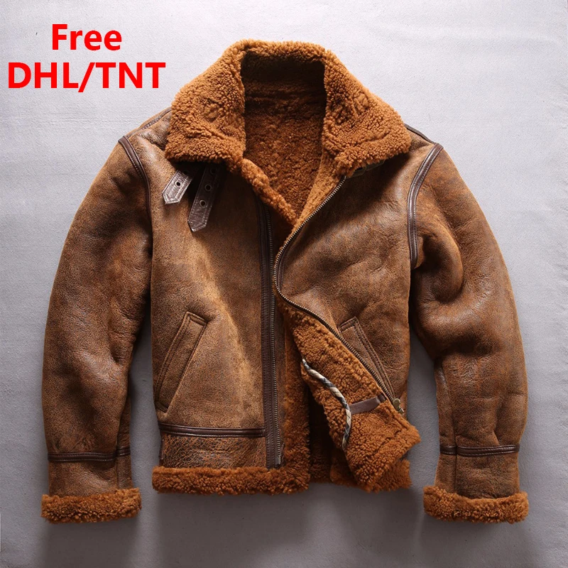 Warm Genuine Sheepskin Jackets Men's Motorcycle Thick Winter Coat Bomber Military Fur Jacket Male Fast Ship Free DHL/TNT
Warm Genuine Sheepskin Jackets Men's Motorcycle Thick Winter Coat Bomber Military Fur Jacket Male Fast Ship Free DHL/TNT