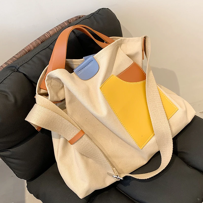 Casual Panelled Canvas Large Capacity Tote Women Handbags Design Shoulder Crossbody Bags Lady Shopper Bag Big Female Purses 2021
Casual Panelled Canvas Large Capacity Tote Women Handbags Design Shoulder Crossbody Bags Lady Shopper Bag Big Female Purses 2021