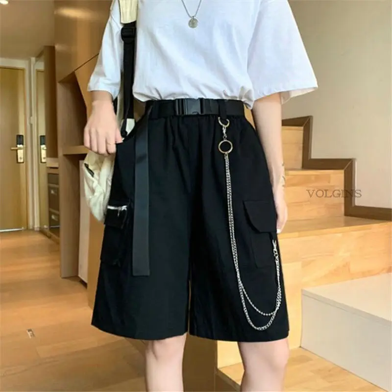 Streetwear Shorts Women Fitness Korean Summer Nice Woman High Waist Wide Leg Cargo Women's Shorts Pocket With Chain
Streetwear Shorts Women Fitness Korean Summer Nice Woman High Waist Wide Leg Cargo Women's Shorts Pocket With Chain