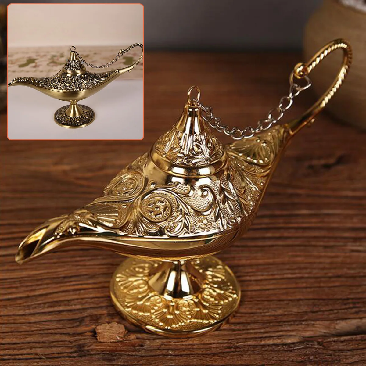 Zinc Alloy Aladdin Lamp Wishing Tea Pot Collectable Retro Creative Wishing Aladdin's Lamp Collectable Gift Home Decor Storage
Zinc Alloy Aladdin Lamp Wishing Tea Pot Collectable Retro Creative Wishing Aladdin's Lamp Collectable Gift Home Decor Storage