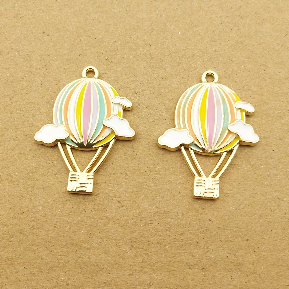 

10pcs Hot Air Balloon Enamel Charm for Jewelry Making Floating Cute Earring Kawaii Pendant Bracelet Necklace Charms Diy Findings