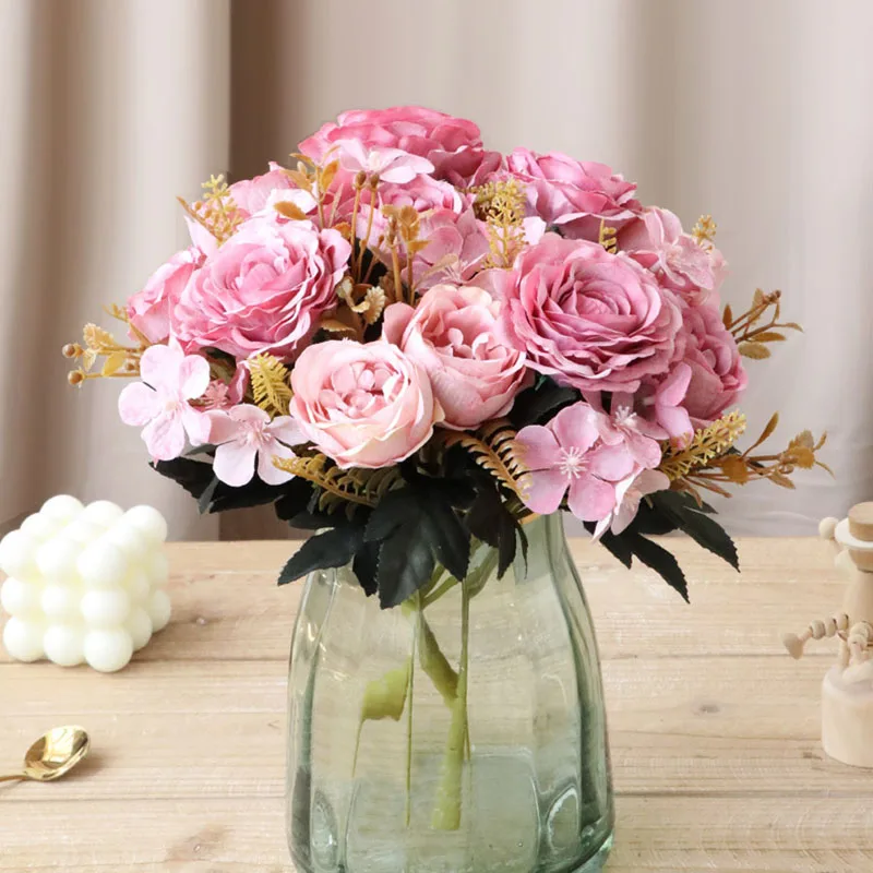 Retro Silk Artificial Rose Flowers DIY Autumn Wedding Home Decoration Christmas Arrangement Fake Peony Hydrangea Bride Bouquet
Retro Silk Artificial Rose Flowers DIY Autumn Wedding Home Decoration Christmas Arrangement Fake Peony Hydrangea Bride Bouquet