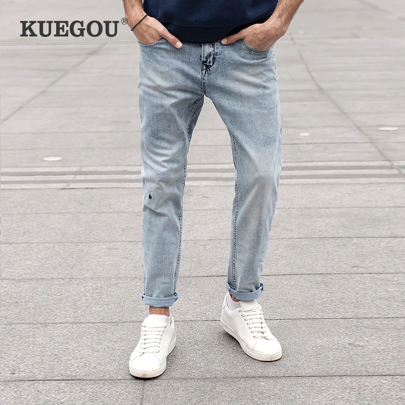 KUEGOU Autumn Winter Clothing Man Jeans Classic Fashion Stretch Denim Pants Ripped Washed Trousers Men Plus Size KK-2910
KUEGOU Autumn Winter Clothing Man Jeans Classic Fashion Stretch Denim Pants Ripped Washed Trousers Men Plus Size KK-2910