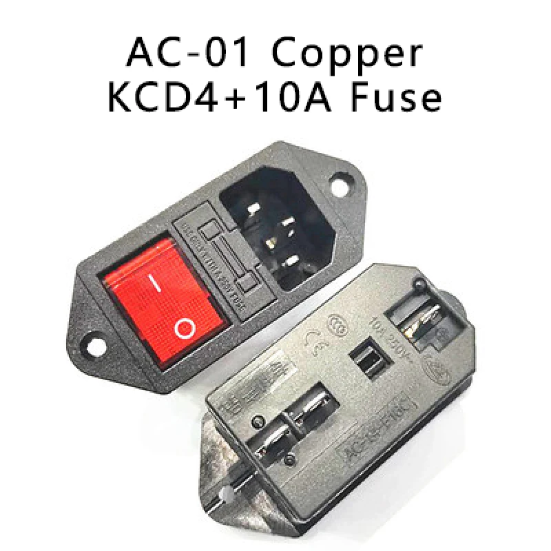 IEC320-C14 цельный полностью медный переменный ток, выключатель питания, предохранитель, 3 в 1, розетка питания с Плавленым и переключателем