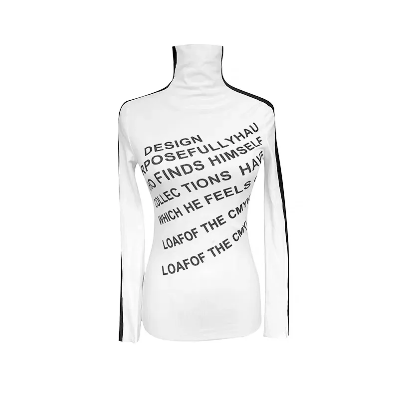 XIBANI Casual letter print top women's high neck black and white contrast bottoming top with long sleeves in autumn winter shirt
XIBANI Casual letter print top women's high neck black and white contrast bottoming top with long sleeves in autumn winter shirt
