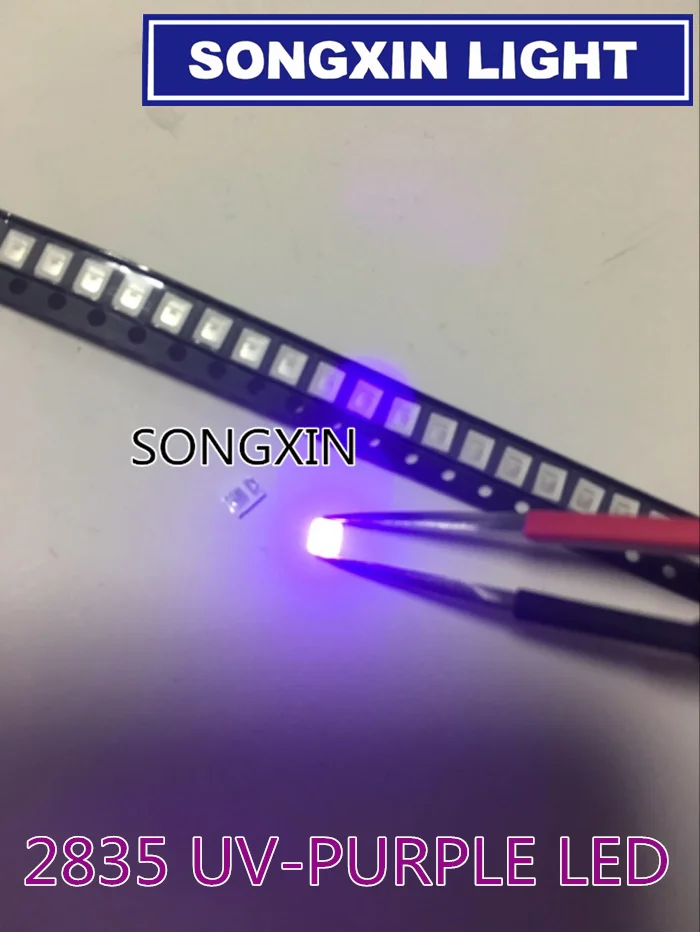 100 ПК диоды 2835 3528 SMD УФ светодиодный фиолетовый шарик 395 410нм ультрафиолетовый