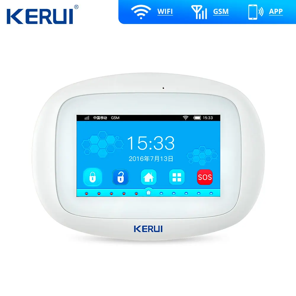 Новое поступление KERUI большой экран TFT цветной дисплей WIFI GSM сигнализация