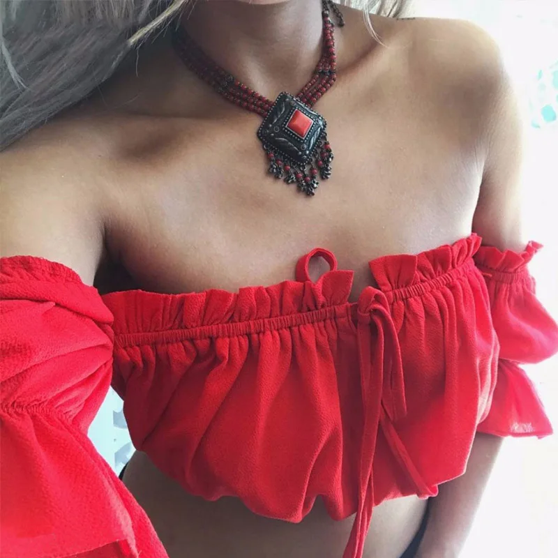 Crop Tops Women 2020 Summer Lantern Sleeve Sexy Strapless Beach Tops Plus Size Red Black White Ruched Crop Top Tank Top Croptop
Crop Tops Women 2020 Summer Lantern Sleeve Sexy Strapless Beach Tops Plus Size Red Black White Ruched Crop Top Tank Top Croptop