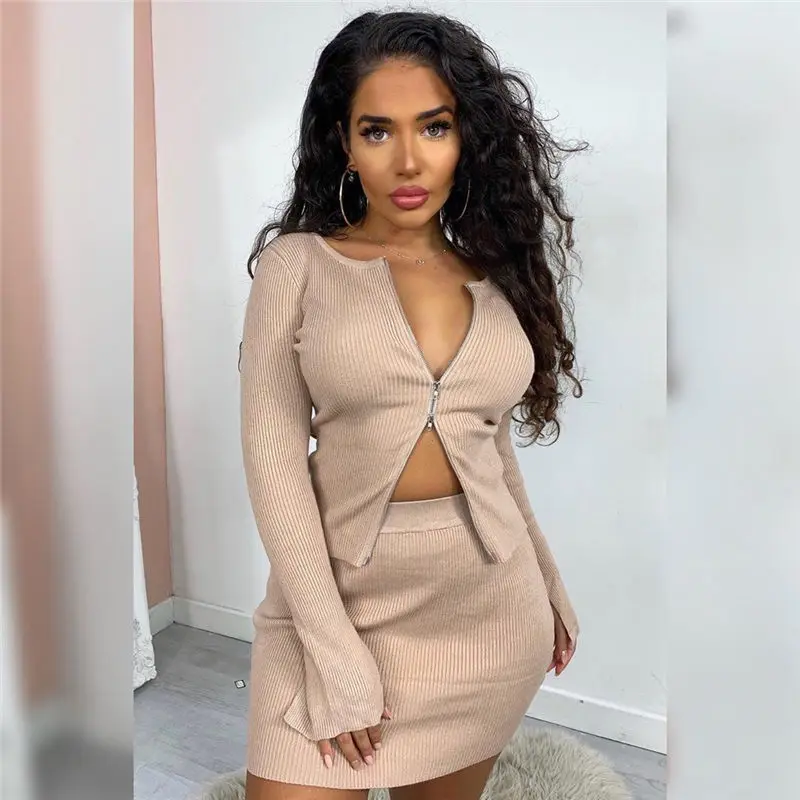 Fashion Double Zipper O Neck Full Sleeve Elastic Waist Women Skirt Set Slim Sexy Solid 2021 New Summer Skirt Set Outfit
Fashion Double Zipper O Neck Full Sleeve Elastic Waist Women Skirt Set Slim Sexy Solid 2021 New Summer Skirt Set Outfit