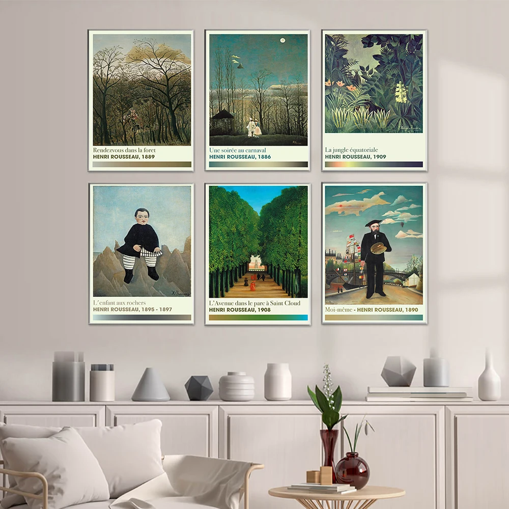 

World Famous Henri Rousseau The Equatorial Jungle Exhibition Posters And Prints Canvas Painting Wall Art Pictures Home Decor
