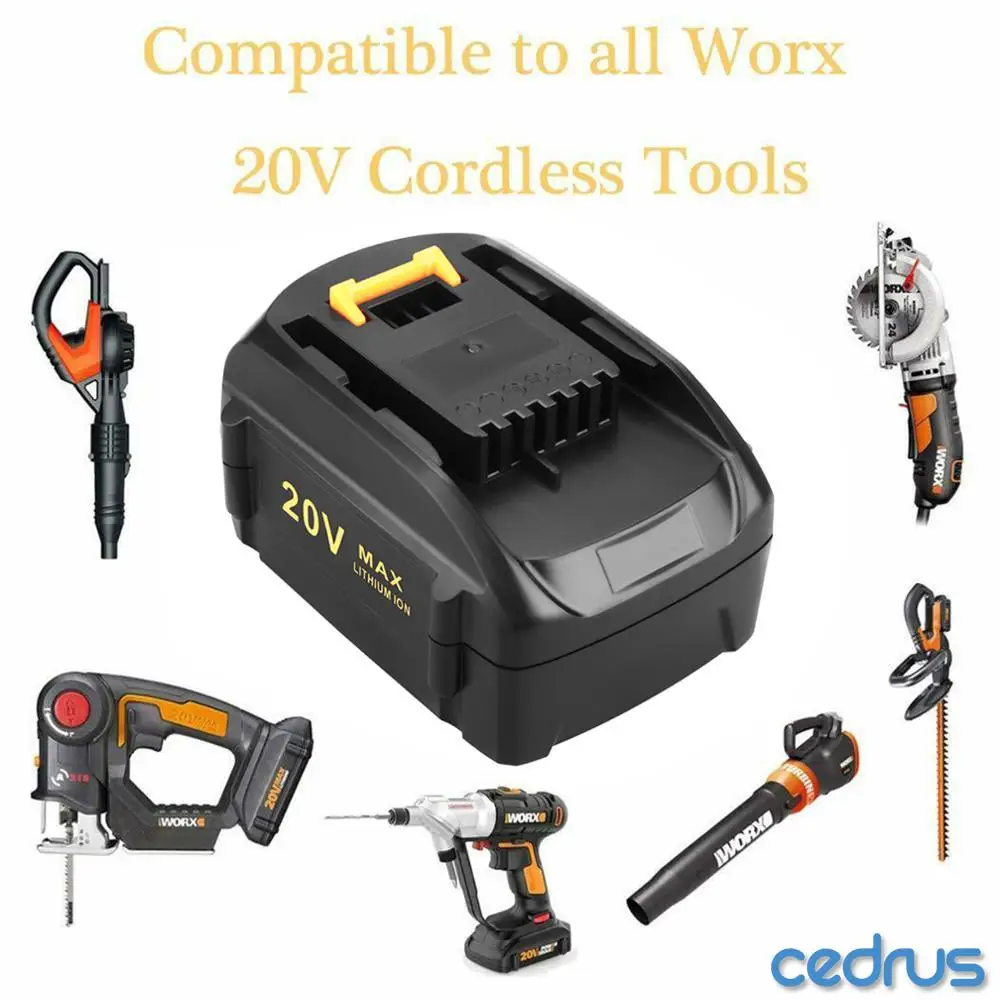 Cedrus For WORX WA3525 3.0/5.0Ah 20 Volt Lithium Battery WA3520 WA3575 WG151 WG155 WG890 WA3578
Cedrus For WORX WA3525 3.0/5.0Ah 20 Volt Lithium Battery WA3520 WA3575 WG151 WG155 WG890 WA3578