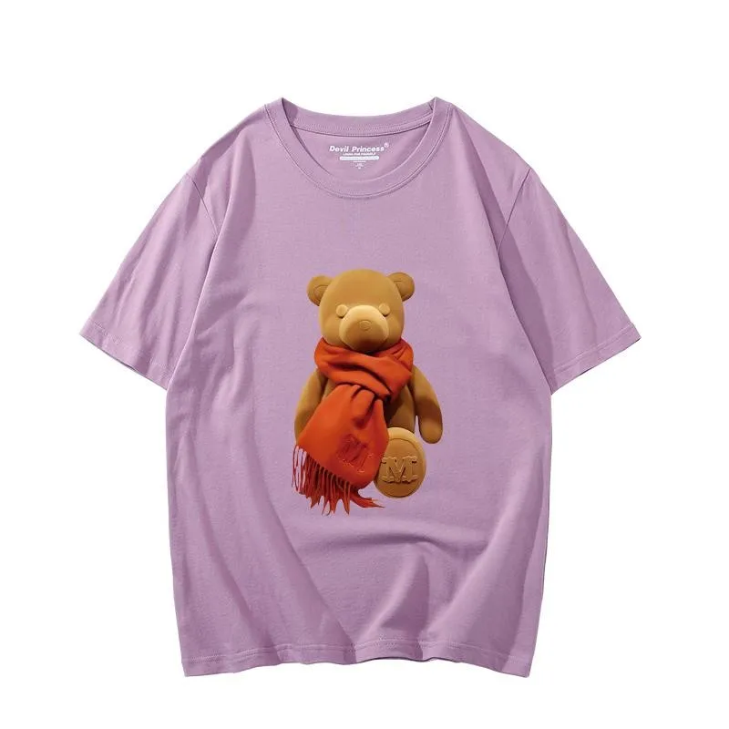 New Trend Print Harajuku Cartoons Wearing A Scarf Little Bear Cotton Summer Women T-shirt High-quality Fashion Tees Tops Female
New Trend Print Harajuku Cartoons Wearing A Scarf Little Bear Cotton Summer Women T-shirt High-quality Fashion Tees Tops Female