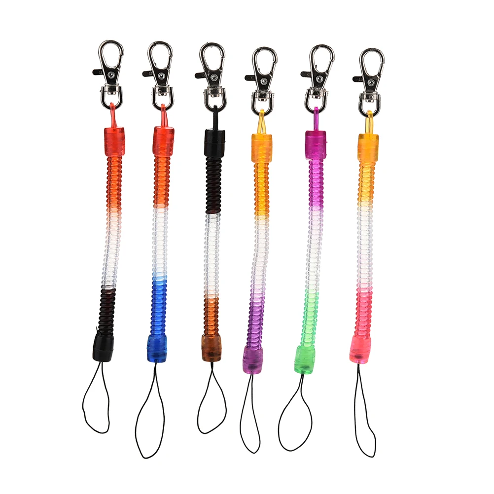 

2Pcs plastic spring Coil Spiral keychain Retractable telephone cord spring key chain mobile phone chain elastic rope Wholesale
