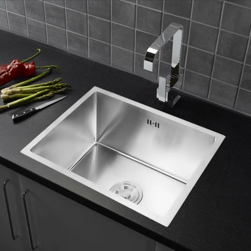 

304 Stainless Steel Kitchen Sink Single Bowl Basin Undermount Handmade Brushed Narrow Edge Bar Sink With Drain Accessories