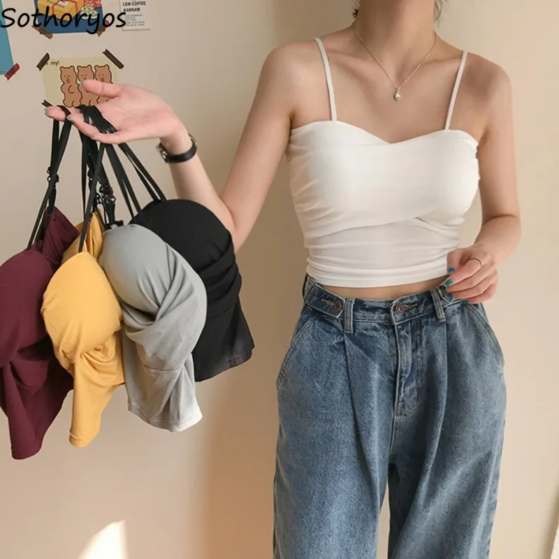 Women Camisoles Crop Tops Bodycon Sexy Summer Female Outwear Ins Ladies Shaped Chest Pad Basic All-match Korean Fashion Ulzzang
Women Camisoles Crop Tops Bodycon Sexy Summer Female Outwear Ins Ladies Shaped Chest Pad Basic All-match Korean Fashion Ulzzang