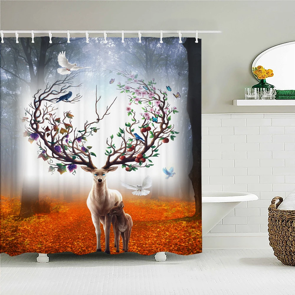 High Quality Forest Elk Deer Fabric Shower Curtain Waterproof Animal Landscape Bath Curtains for Bathroom Decor with Hooks
High Quality Forest Elk Deer Fabric Shower Curtain Waterproof Animal Landscape Bath Curtains for Bathroom Decor with Hooks