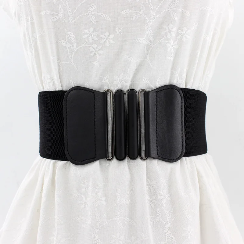 

Waist Belt Fashion Waist Belts Lady Solid Stretch Elastic Wide Belt Dress Adornment for Women Waistband 7.5cm Width 65cm Long