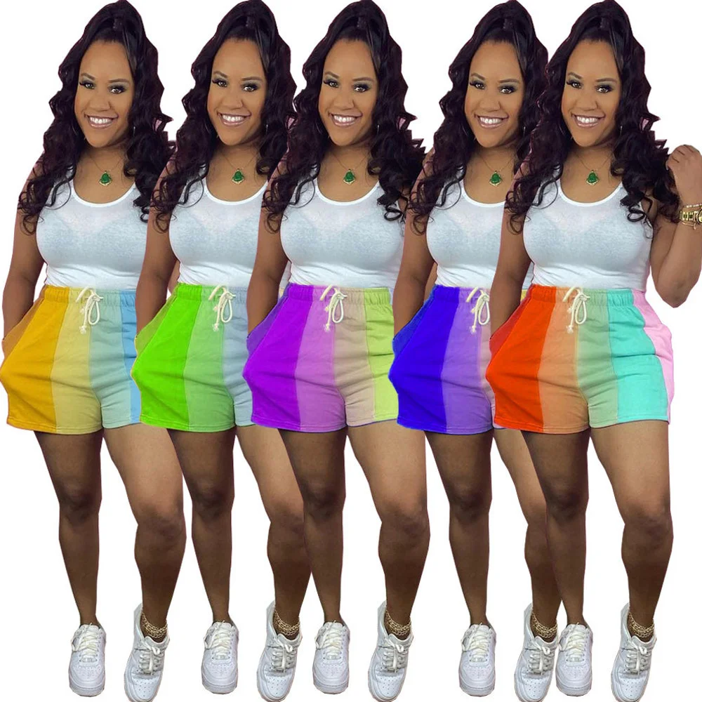 Rainbow Striped Patchwork Biker Sport Short for Women Activewear High Waist Drawstring Shorts Summer Beach Party Clubwear Short
Rainbow Striped Patchwork Biker Sport Short for Women Activewear High Waist Drawstring Shorts Summer Beach Party Clubwear Short