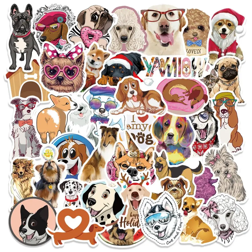 80/50 милый животных Pet наклейки с изображениями собак и мультяшным пуделем