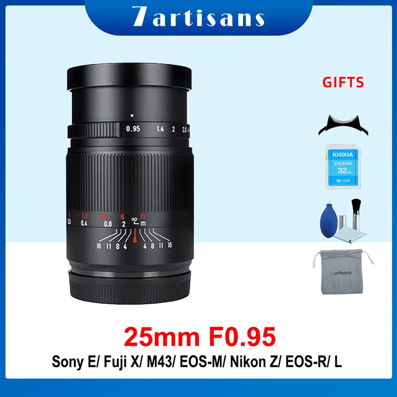 

7 Artisans 7artisans 25mm F0.95 APS-C Large Aperture Manual Focus Prime Lens for Sony E Nikon Z Canon EOSM EOSR Fuji X M43 L