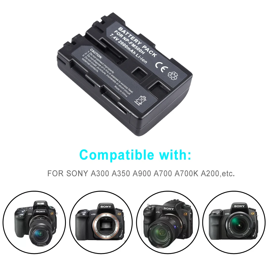 

PALO NP-FM500H camera battery 7.4V 2000mAh 2pcs digital battery for SONY a200 a200k a200w a300 a350 a450 a500 a550 a700/a850/900