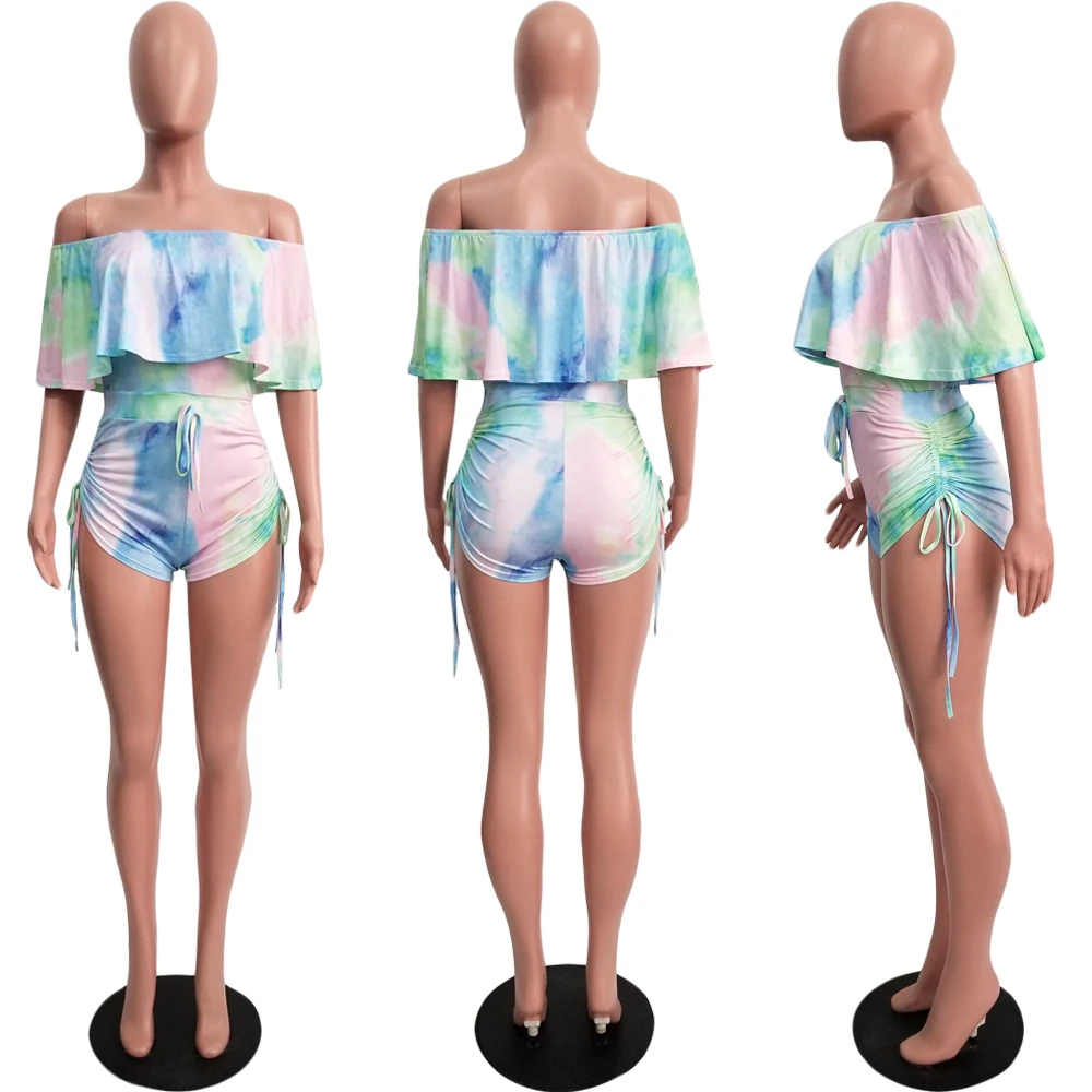 Sexy Tie Dye Print Playsuit Slash Neck Woman Casual Ruffle Jumpsuit Off Shoulder Bodycon Overall Bandage Party Bodysuit Outfit
Sexy Tie Dye Print Playsuit Slash Neck Woman Casual Ruffle Jumpsuit Off Shoulder Bodycon Overall Bandage Party Bodysuit Outfit