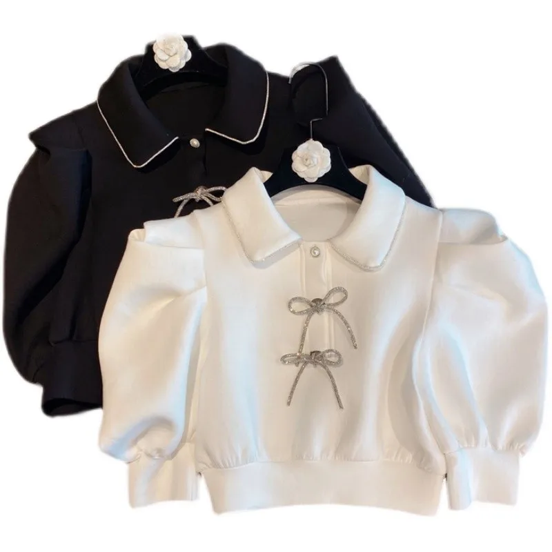 Korean Style Womens New Turn-Down Collar Puff Sleeve Bow Button Vintage Pullover Shirt Office Lady Short Fashion Elegant Blouse
Korean Style Womens New Turn-Down Collar Puff Sleeve Bow Button Vintage Pullover Shirt Office Lady Short Fashion Elegant Blouse