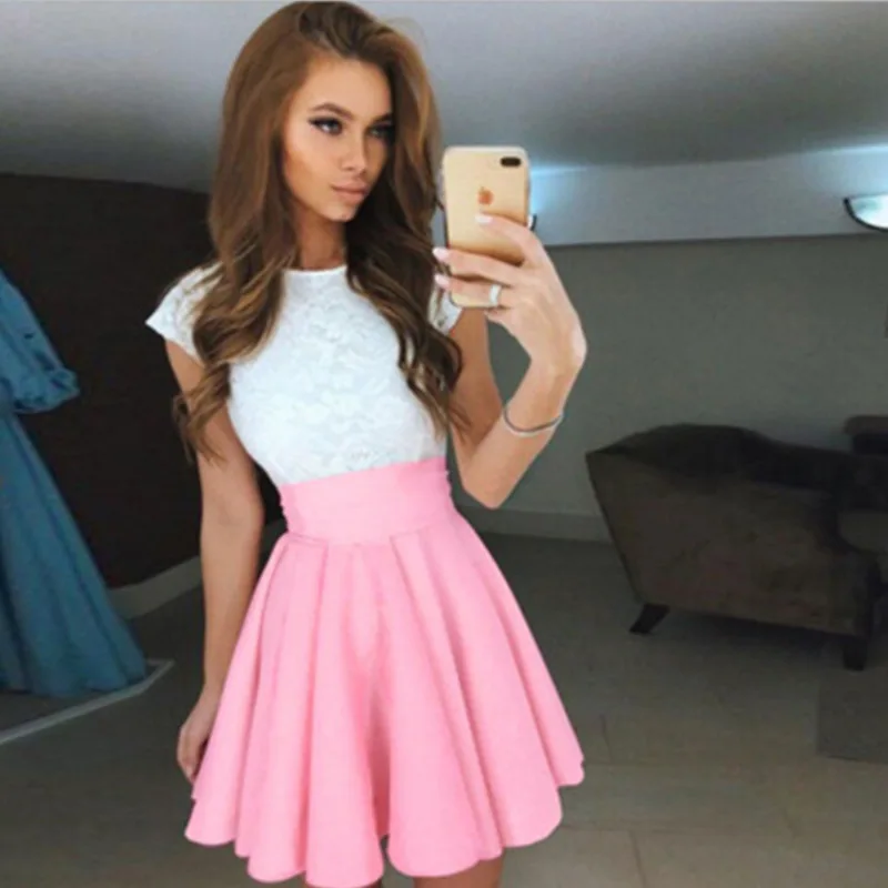 2018 Summer New Style Sleeveless Round Neck Pullover Pure Color Lace Stitching Fluffy Waist Waist Sexy Short Skirt Dress
2018 Summer New Style Sleeveless Round Neck Pullover Pure Color Lace Stitching Fluffy Waist Waist Sexy Short Skirt Dress