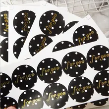 100pcs Vintage Creative Black Dots series Round Kraft paper Sticker for Handmade Products Gift seal sticker label