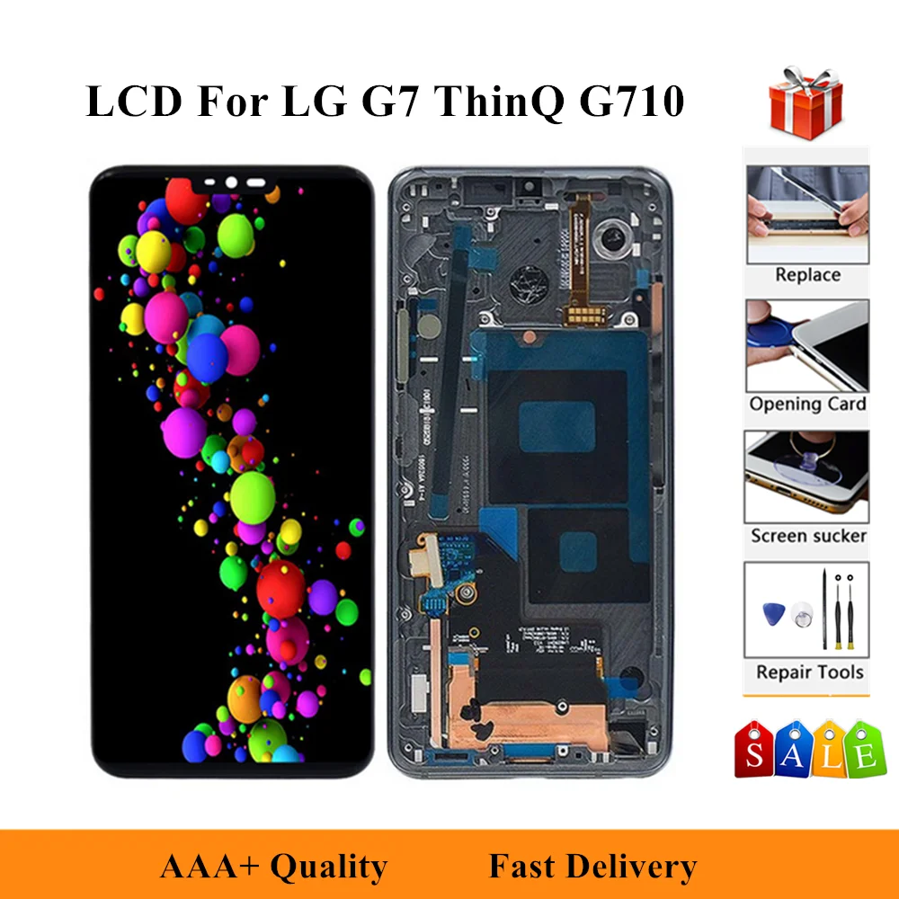 ЖК-дисплей для LG G7 ThinQ G710 G710EM G710PM G710VMP G710TM G710N G710VM кодирующий преобразователь сенсорного экрана в сборе с рамкой и инструментами
ЖК-дисплей для LG G7 ThinQ G710 G710EM G710PM G710VMP G710TM G710N G710VM кодирующий преобразователь сенсорного экрана в сборе с рамкой и инструментами