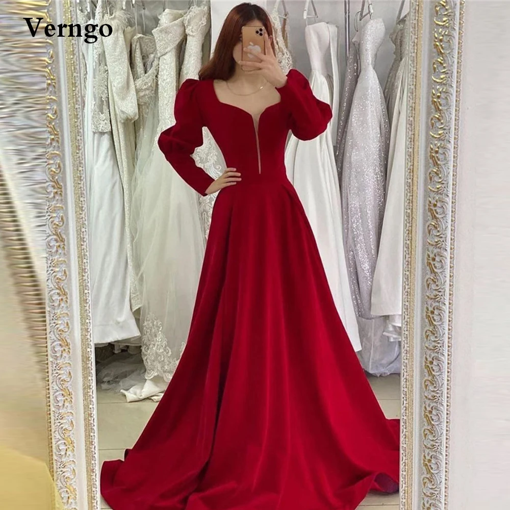 Verngo Wine Red Velvet Evening Dresses Long Sleeves A Line Prom Gown Women Simple Formal Celebrity Dress Warm Winter
Verngo Wine Red Velvet Evening Dresses Long Sleeves A Line Prom Gown Women Simple Formal Celebrity Dress Warm Winter