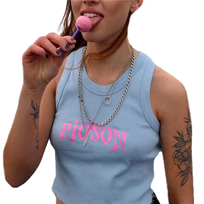Hirigin 2021 Women Sleeveless Crop Top Pullover T Shirt Summer Slim Fit Letter Print Round Neck Tank Top Y2k Clothes Streetwear
Hirigin 2021 Women Sleeveless Crop Top Pullover T Shirt Summer Slim Fit Letter Print Round Neck Tank Top Y2k Clothes Streetwear