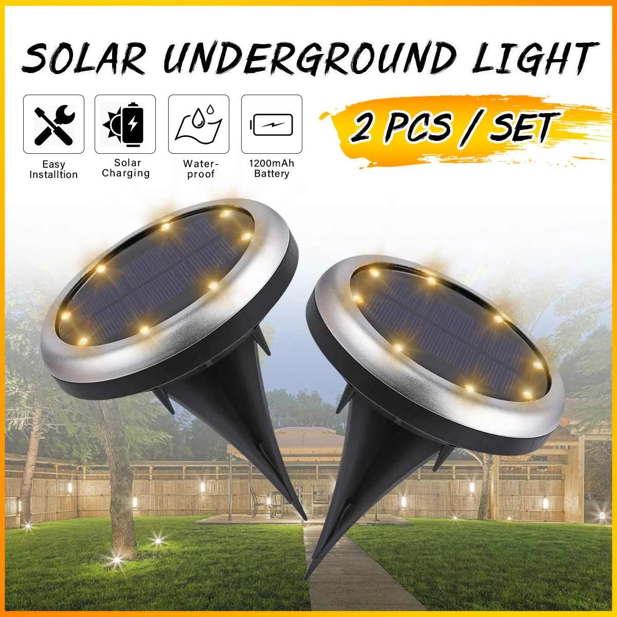 2X 8 LED IP66 Solar Power Buried Light Underground Lamp IP66 Waterproof Outdoor Path Way Garden Decking Lamp 
2X 8 LED IP66 Solar Power Buried Light Underground Lamp IP66 Waterproof Outdoor Path Way Garden Decking Lamp