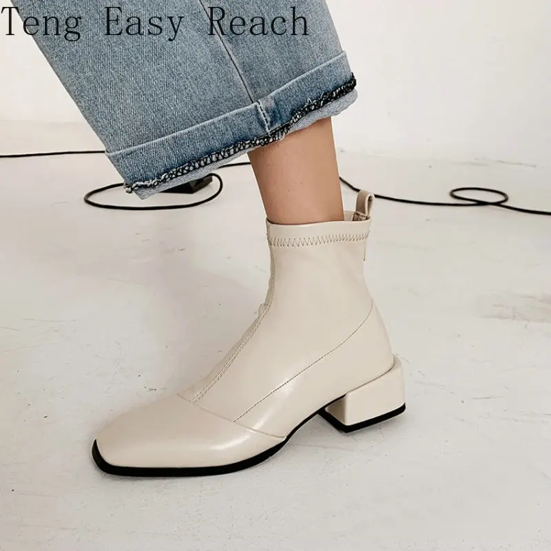 PU Plain Color Square Toe Chunky Middle Heels Woman's Boots Stretch Booties Ankle Boots for Women Big Size 41 43 Chelsea Boots
PU Plain Color Square Toe Chunky Middle Heels Woman's Boots Stretch Booties Ankle Boots for Women Big Size 41 43 Chelsea Boots