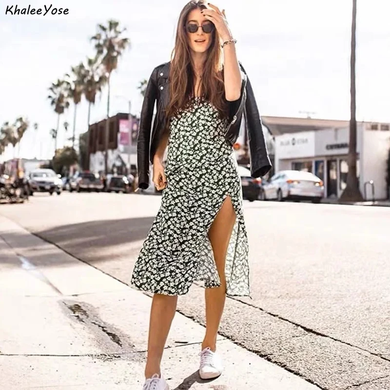 KHALEE YOSE Green Summer Long Dress Floral Print Women Dresses Strappy Backless Short Sleeve Split Sexy Boho Casual Beach Dress
KHALEE YOSE Green Summer Long Dress Floral Print Women Dresses Strappy Backless Short Sleeve Split Sexy Boho Casual Beach Dress