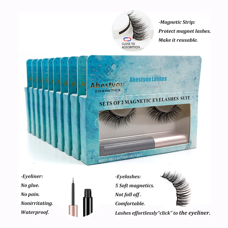 Abestyou 1pairs 5magnets Natural Magnetic Fake Eyelashes Magnetic Eyeliner magnétique delineador Makeup Tools Wholesale
Abestyou 1pairs 5magnets Natural Magnetic Fake Eyelashes Magnetic Eyeliner magnétique delineador Makeup Tools Wholesale