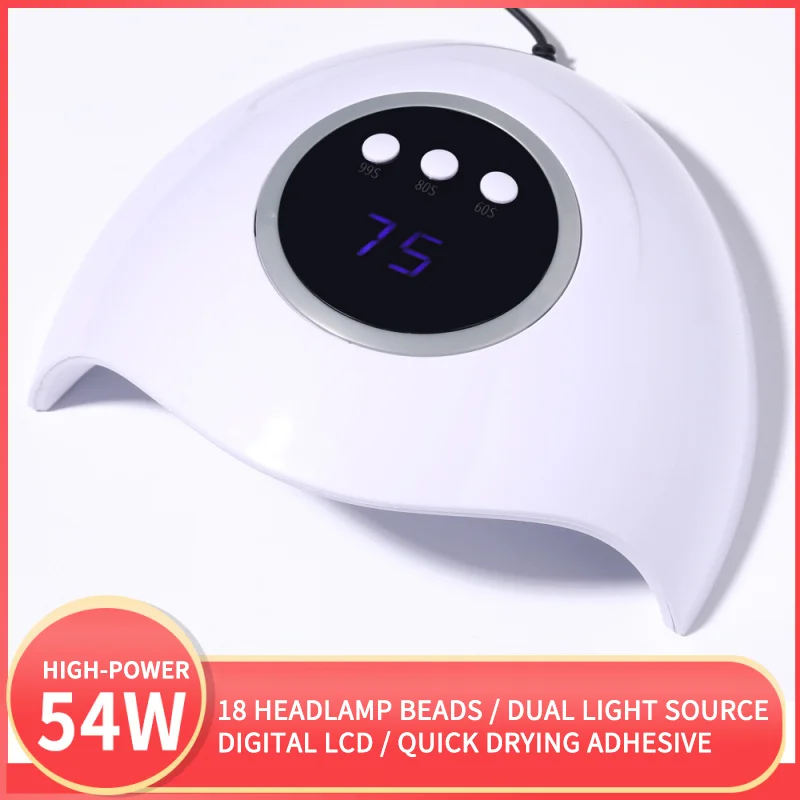 

1PC 54w LED Lamp Nail Dryer 60S/80S/99S Three-Speed Timing UV Nail Dryer USB Cable Nail Lamp For People Manicure Accessories