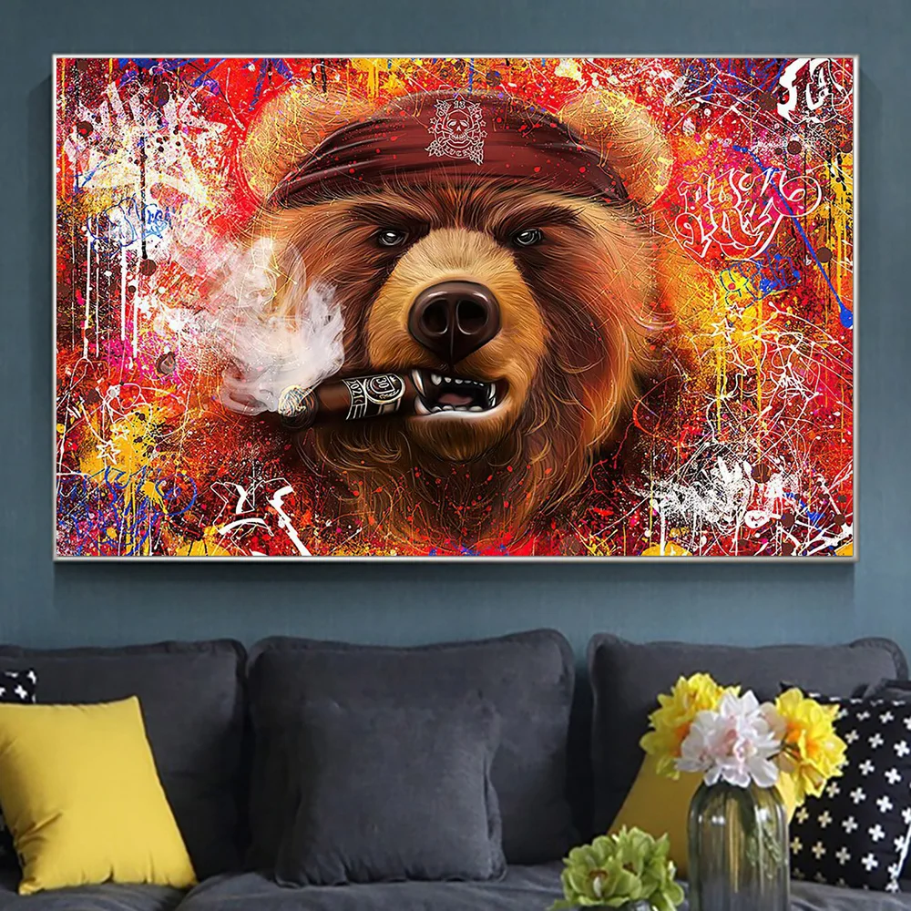 Graffiti Canvas Poster Street Art Bear smoking a cigar Abstract Canvas Painting Poster Prints Wall Art Picture For Home Decor
Graffiti Canvas Poster Street Art Bear smoking a cigar Abstract Canvas Painting Poster Prints Wall Art Picture For Home Decor