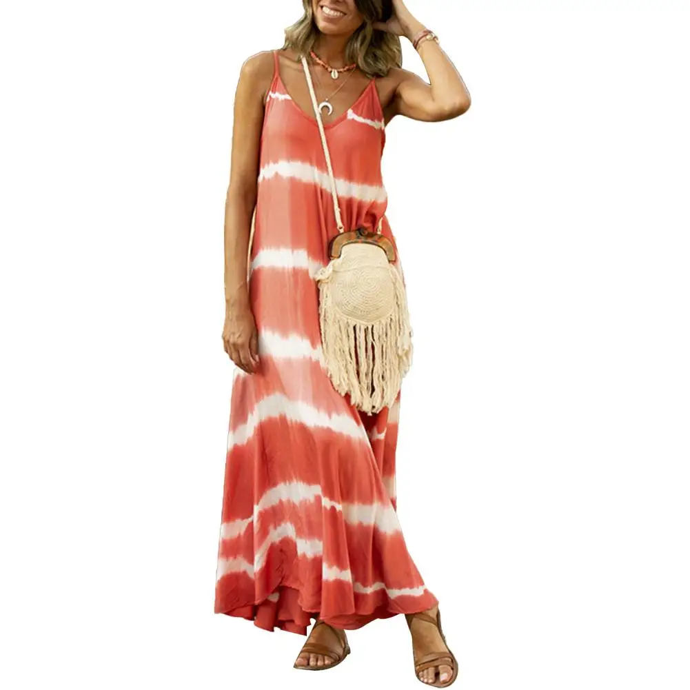 New Summer Woman L-5XL Stylish V Neck Dress Sleeveless Tie Dye Stripes Print Large Hem Long Sling Dresses for Party Beach Work
New Summer Woman L-5XL Stylish V Neck Dress Sleeveless Tie Dye Stripes Print Large Hem Long Sling Dresses for Party Beach Work