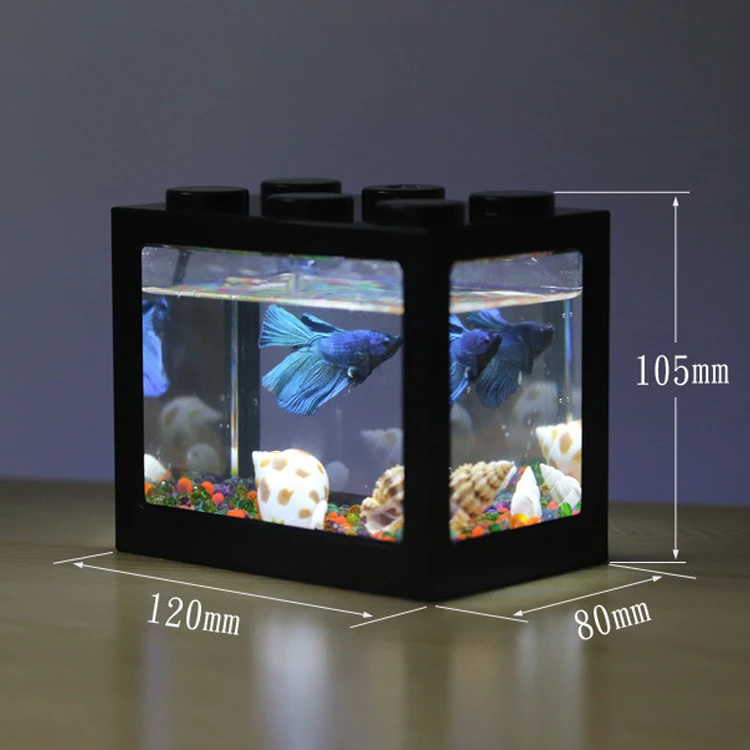 Mini USB Small Aquarium Fishes Fighting Cylinder Fish Bowls Aquarium Supplies Rumble Fishes Cylinder Fish Tank