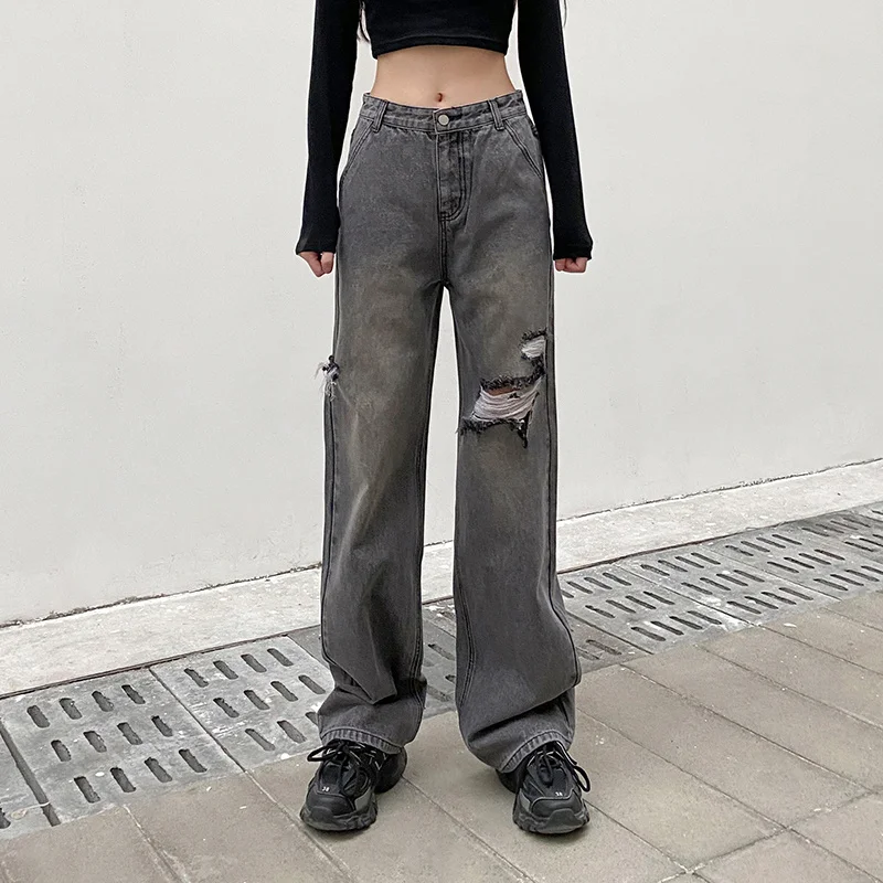 ZOVSV Ripped Hole Tassel Stretch Distressed Black Jeans Woman High Waist Vintage Casual Straight Denim Pants Capris Autumn
ZOVSV Ripped Hole Tassel Stretch Distressed Black Jeans Woman High Waist Vintage Casual Straight Denim Pants Capris Autumn