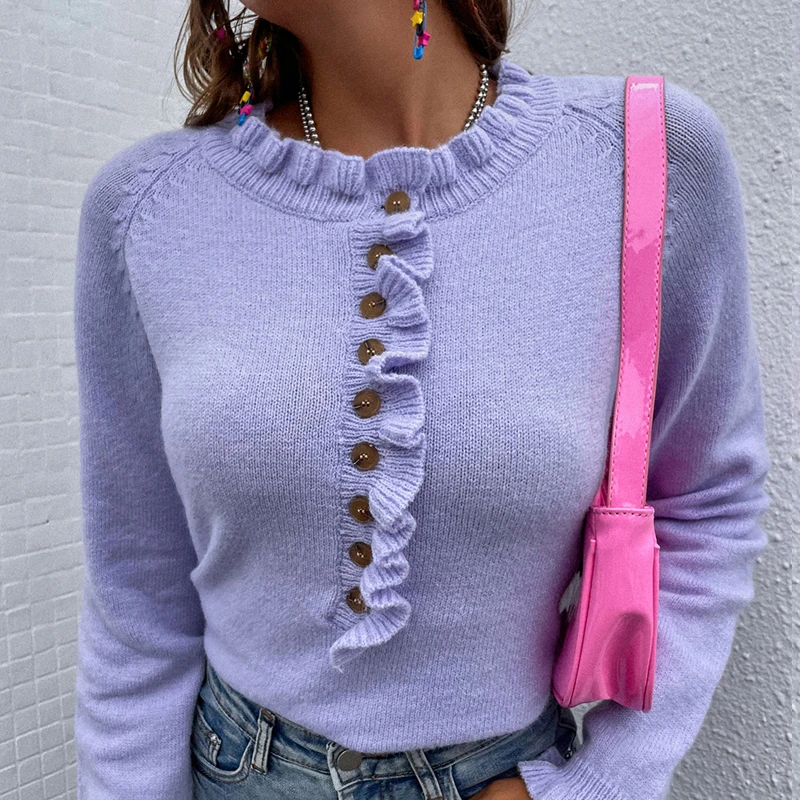 Женский трикотажный пуловер с круглым вырезом, в стиле ретро
Женский трикотажный пуловер с круглым вырезом, в стиле ретро