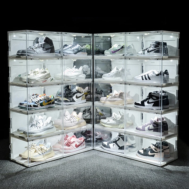 10pcs Clear LED Light AJ Shoe Box Sneakers High Tops Organizer Voice Control Shoebox Stackable Football Shoes Collection Display
10pcs Clear LED Light AJ Shoe Box Sneakers High Tops Organizer Voice Control Shoebox Stackable Football Shoes Collection Display