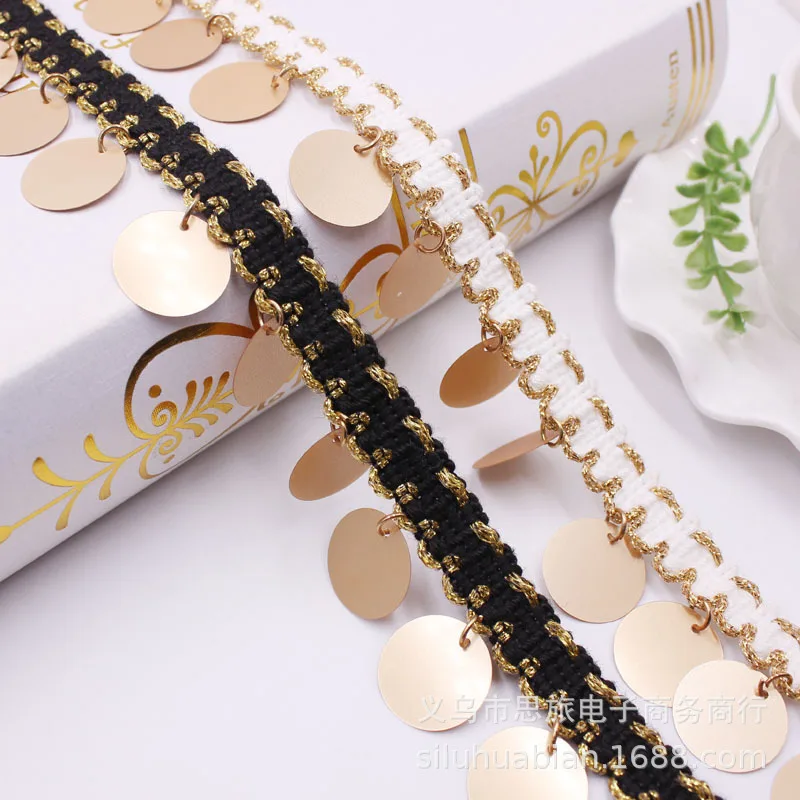 1 yards Ethnic Style Gold Thread Woven Sequins Tassels Lace Ribbons DIY Craft Luggage Clothing Sewing Accessories
1 yards Ethnic Style Gold Thread Woven Sequins Tassels Lace Ribbons DIY Craft Luggage Clothing Sewing Accessories